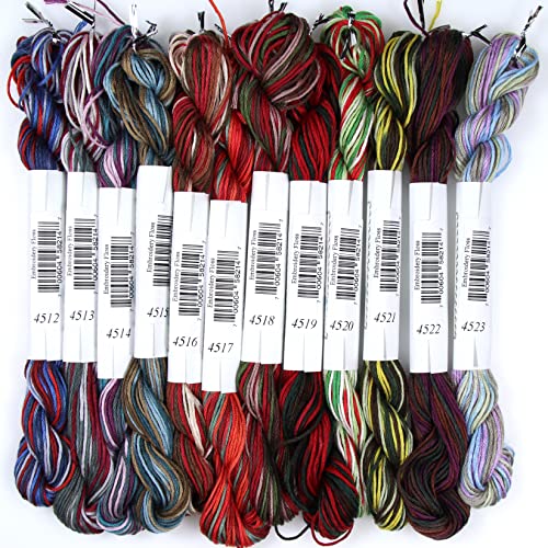 Image of KCS Big skeins of 25 Meters Size 25 Color Variegated Cross Stitch Stranded Threads,12 skeins,02