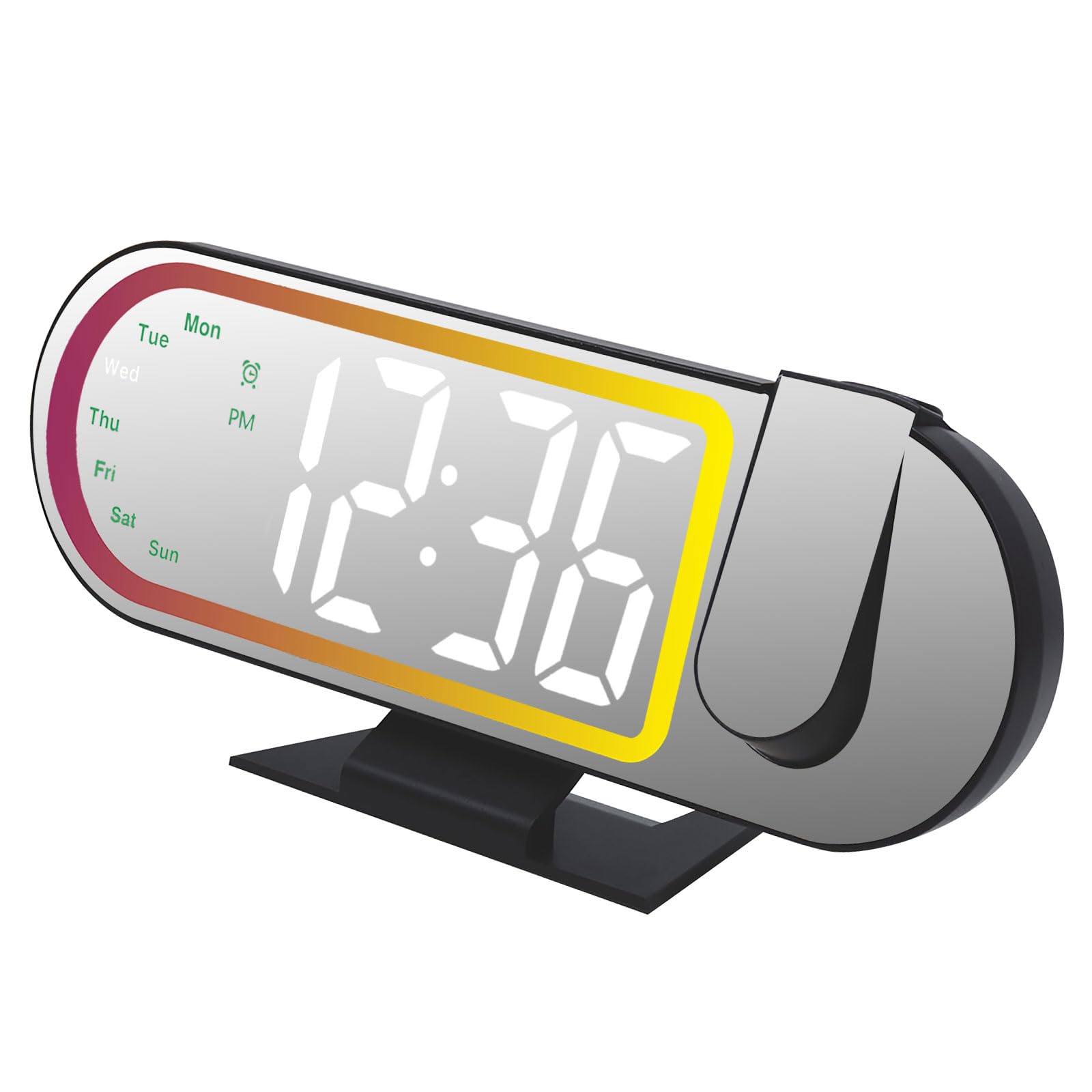 Kalttoy Black And White Advanced Alarm Clock With Temperature Transducer Night Slide Modifiable Surrounding Light For Nearby Table Led Projection Clock