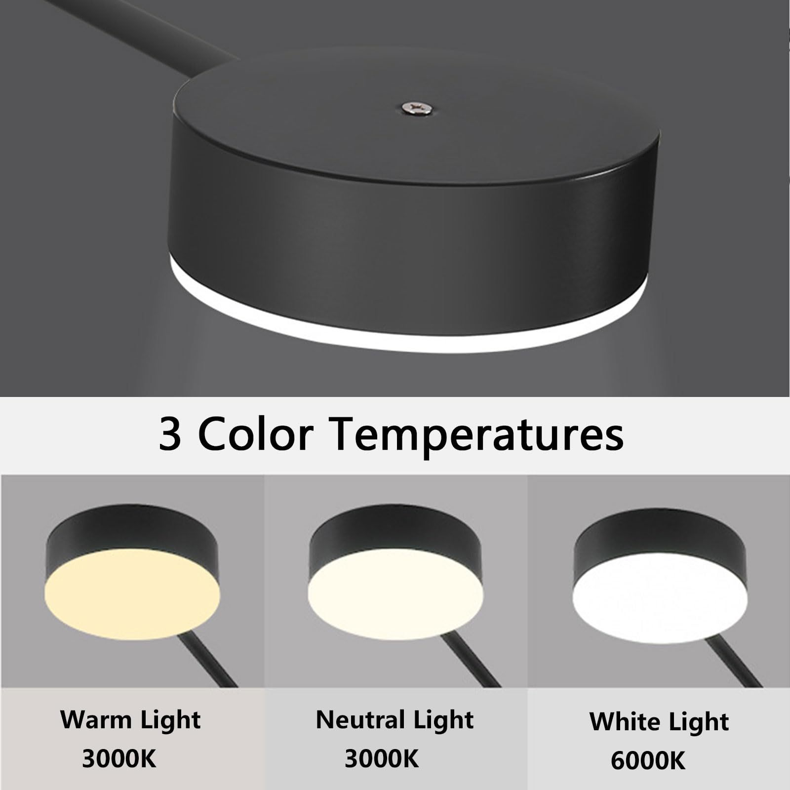 Lampa sufitowa LED do wnętrz, nowoczesny metalowy żyrandol, proste oświetlenie, 3 regulowane temperatury barwowe do salonu, jadalni, sypialni, kuchni