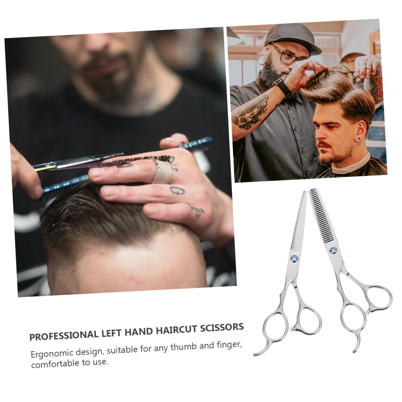 Ipetboom Ciseaux de Coiffure Gaucher et Design Créatif 6 Pouces en Acier Inoxydable et 2 Pièces Poignée Ergonomique pour Usage Professionnel et Amateur Amateur pour Usage Professionnel