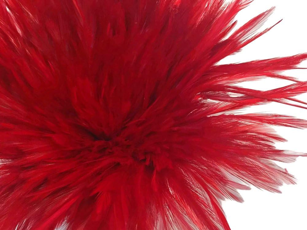 1 Yard – 4-6” Dyed Red Strung Chinese Rooster Saddle Wholesale Feathers (Bulk) Halloween Costume Fly Tying Craft Supply | Moonlight Feather