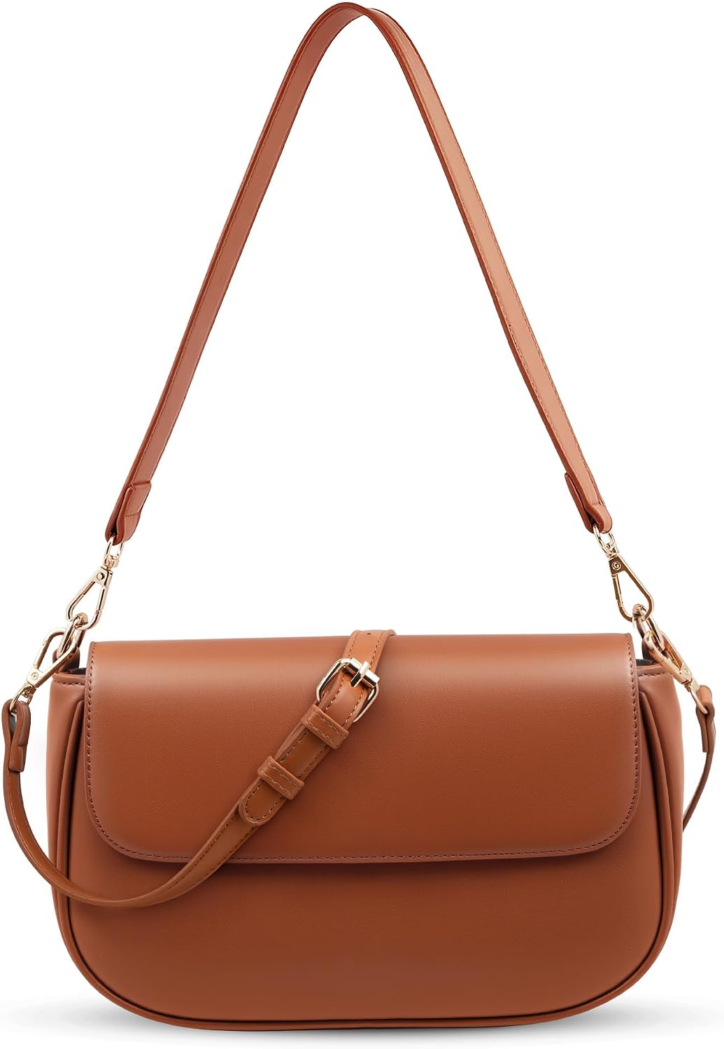 Small Shoulder Bag for Women, Vegan Leather Hobo Purse with 2 Straps, Zipper & Magnetic Snap Closure