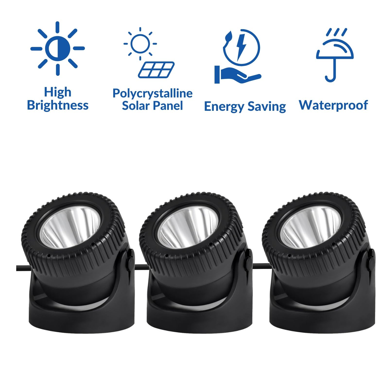 Jadeshay Lampy solarne do basenu, 6 V/2 W, polikrystaliczny panel słoneczny z 1 W, 3 lampy, wodoodporny reflektor solarny IP68 do stawu ogrodowego
