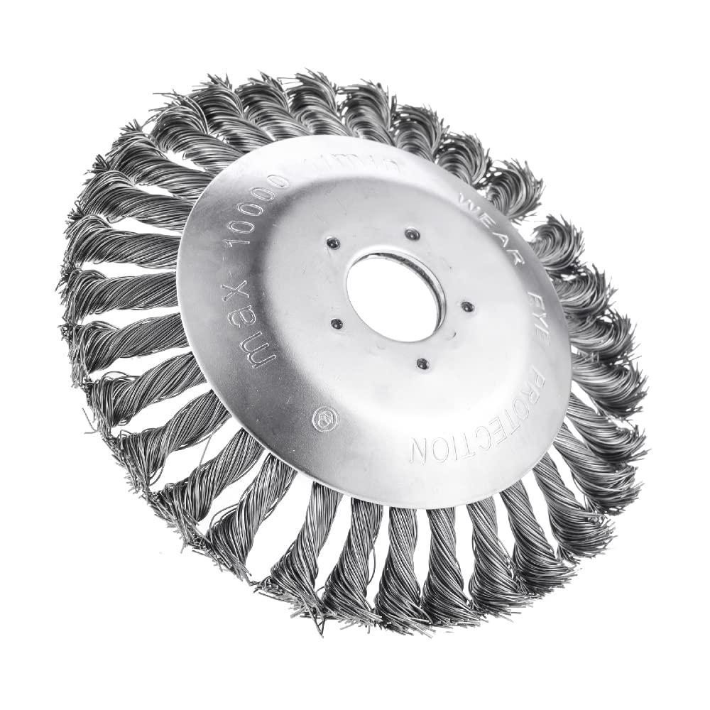 SUUFOO 8 Inches Steel Wire Weed Brush Cutter Trimmer Head Round Steel Bowl Type Rotary Replacement for Wire Wheel
