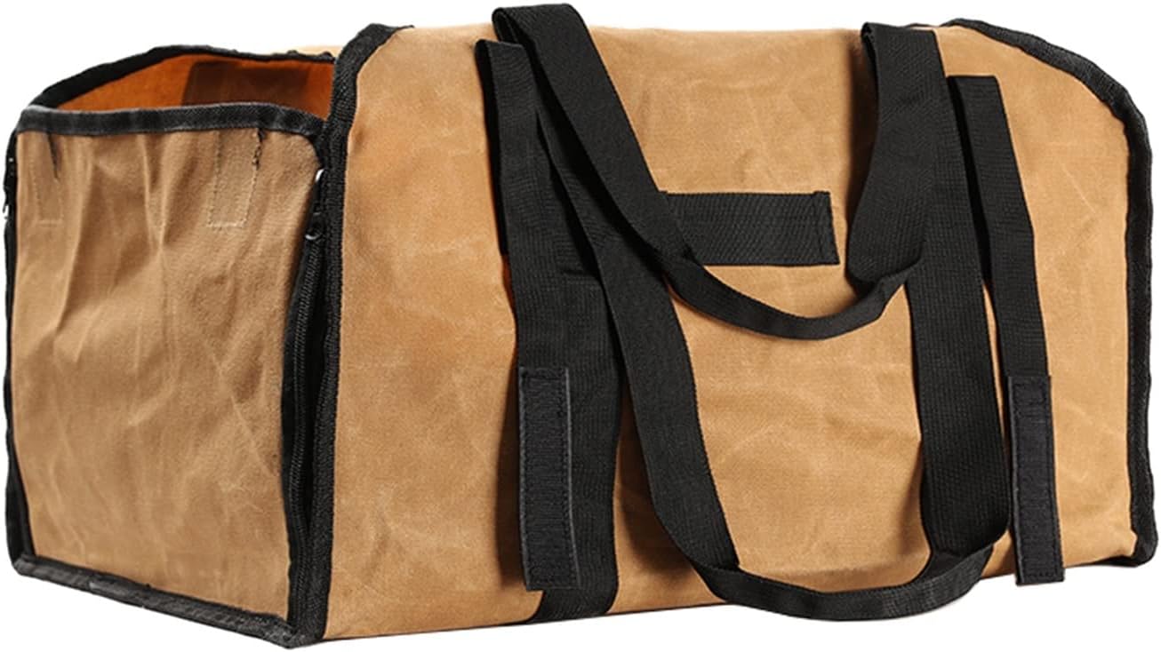 AOKLEY Firewood Tote Bag Canvas Firewood Bag Carrier Carrying Bag Wood Carrier for Fireplace Woodpile Rack Firewood Wooden Carrier Bag Used for Fireplace Storage Basket