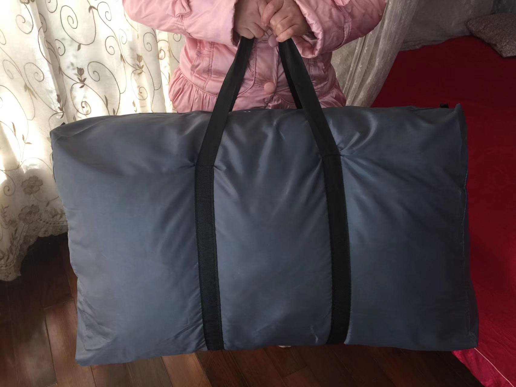 Duża torba do przechowywania, 2 sztuki, składane torby do przechowywania, 120 l, torba podróżna, tkanina Oxford, wytrzymała torba z uchwytem, składany organizer na kołdry, szara