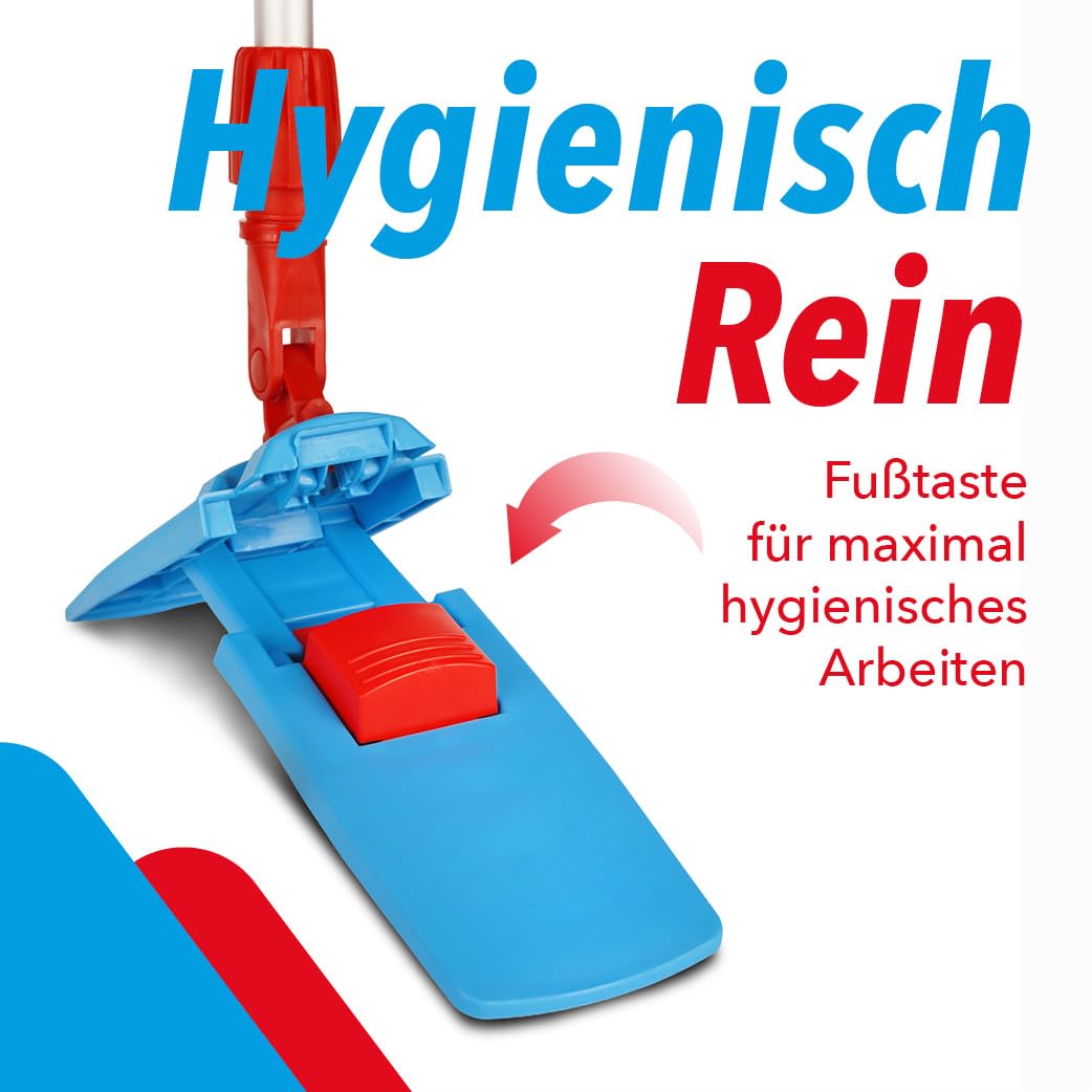 G.I.V. 5X Profi Magnet Klapphalter 50 cm, dunkelblau mit Trittmechanik & Magnetverschluss - für Taschen- & Laschenmopps - Klapphalter groß für alle gängigen Mopps - Bodenwischer für Gebäudereinigung