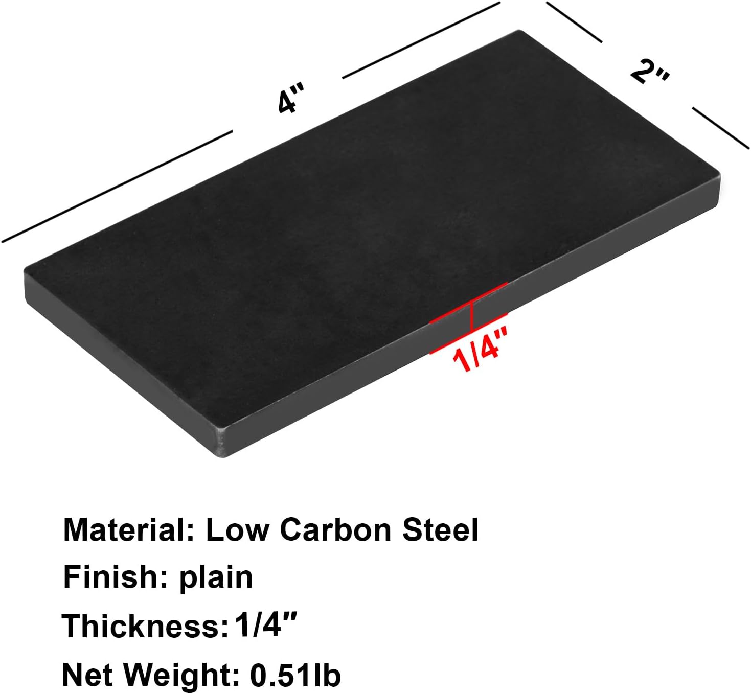 10 Pack 2" × 4" Welding Coupons Practice Plates, 1/4" Thick Steel Welding Metal Plates
