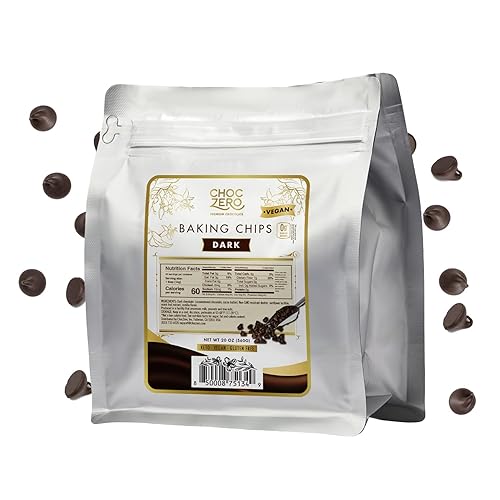ChocZero Chips de chocolate oscuro, sin azúcar, bajos en carbohidratos, apto para dieta cetogénica, sin gluten, bolsa a granel de 20 onzas para