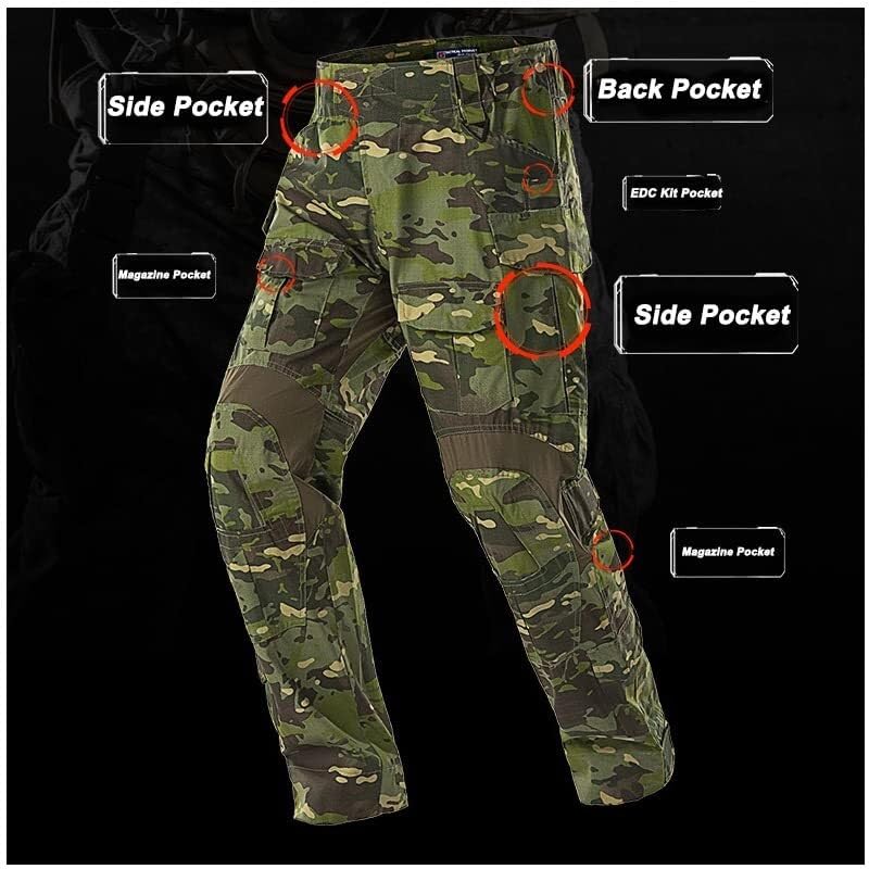 Pantalon De Combat Tactique G3 – Multi-Camouflage avec Coupe Réglable Et Poches for Genouillères