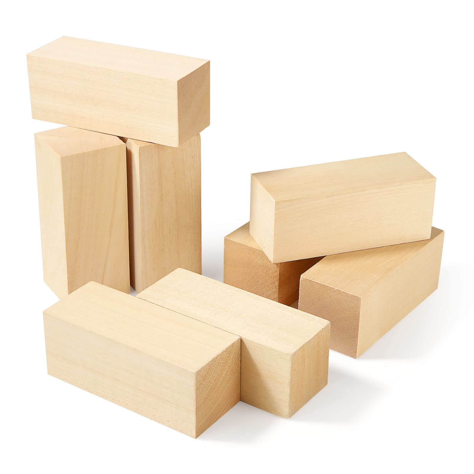 CYEAH 8 PCS Basswood Carving Blocks, 5 x 2 x 2 Inch Basswood for Wood Carving, Whittling Woods Carve Wooden Block, Unfinished Balsa Wood Blocks for Beginner or Expert Carvers and Whittling