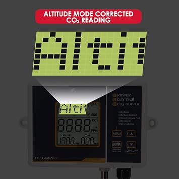 CO2 Controller with Corded NDIR CO2 Sensor, Plug-in Carbon Dioxide Controller CO2 Monitor Can Fit with CO2 Regulator Inline Exhaust Fan to Adjust CO2 Level for Grow Tent, Grow Room, Home,Factory