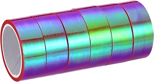 PATIKIL Cinta metalizada de 0.59 pulgadas x 5.5 yardas, 6 rollos de papel de aluminio holográfico autoadhesivo para espejo, adhesivo metálico para