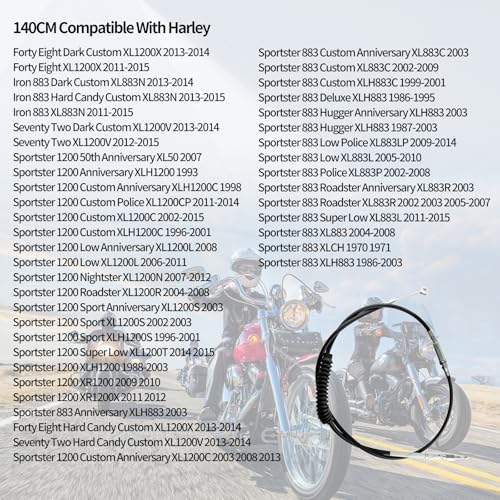 Image of Motorcycle Clutch Cable Wire Steel Braided 55 inch 140cm Compatible with Harley Sportster XL883 1986-2013 XL1200 2004-2020 XL 883 1200 Stainless Cable Models