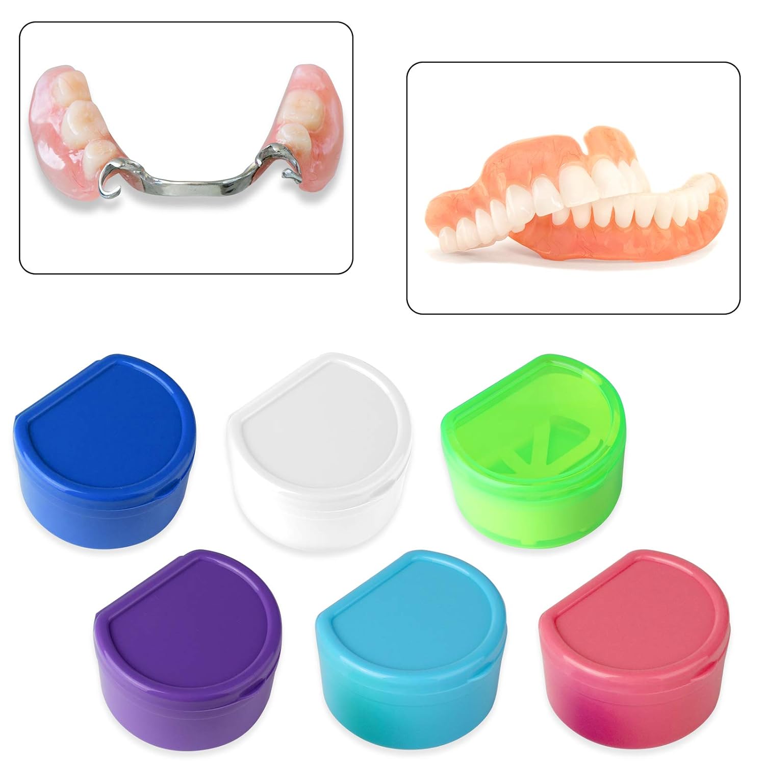 Lamoutor 2Pcs Denture Bath Case with Lid and Basket False Teeth Storage Case Box Retainer Cleaning Box（(Random Color) : Beauty & Personal Care