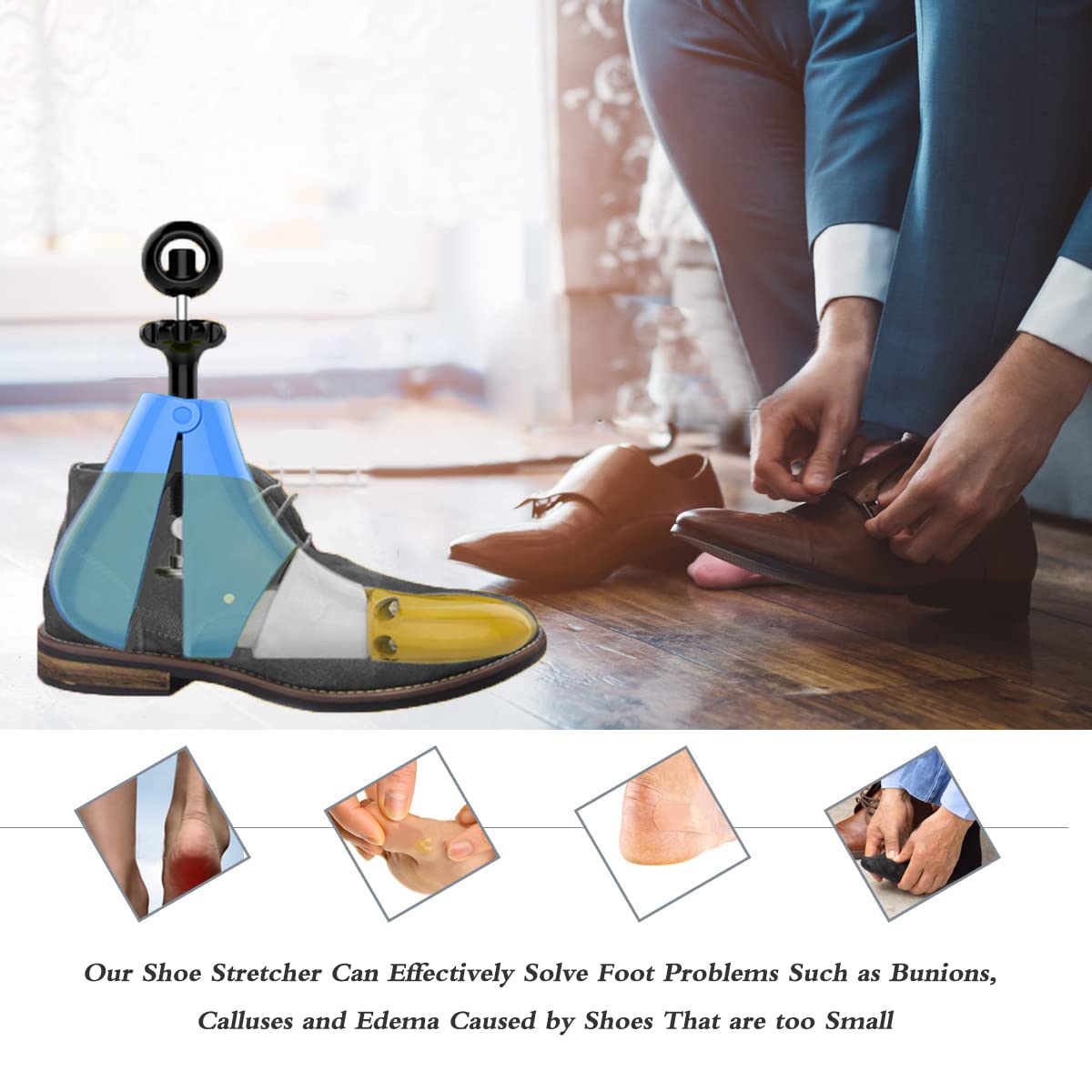 BSZGYU Boot Stretcher for Cowboy, 4-way Shoe Stretcher Adjustable Length and Width Shoe Tree Widener Expander for Women and Men,Men 8.5-12 Women 11-13