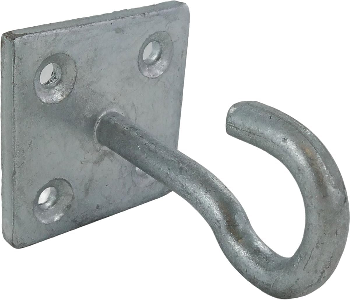 Merriway® BH01877 Steel Clothesline Wall Hook – 5/16 Inch (8mm) Thick, 2 x 2 Inch Galvanized Rust-Proof Plate