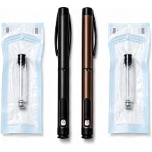 2 Pack Reusable 80 Unit V1 Peptide Injection Pen w/2 BONUS cartridges Adjustable Dose Dial, Fits 3ml Cartridges, Less Waste, Portable Injector for Home & Travel Brown, Black