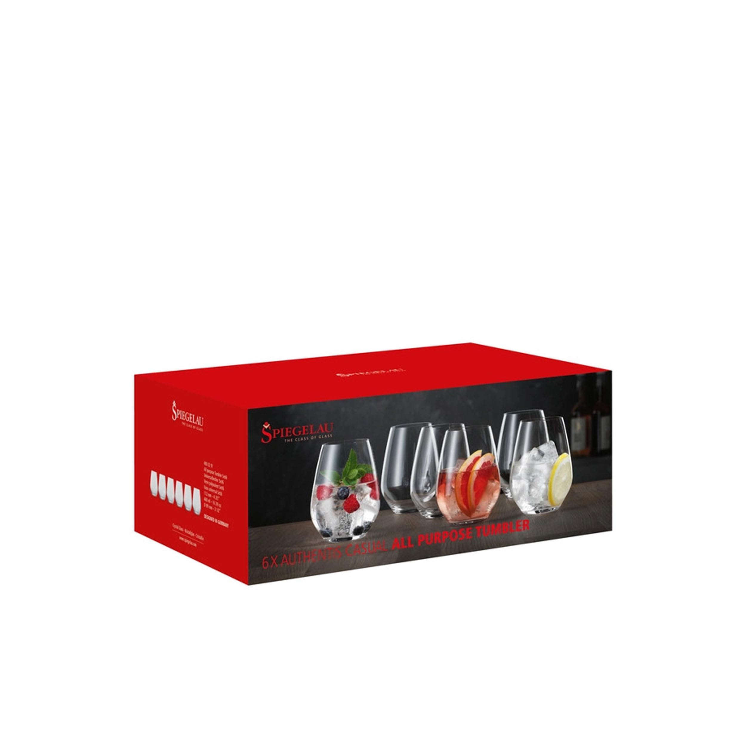 Spiegelau 6-częściowy zestaw uniwersalnych kubków, szklanki do napojów bezalkoholowych, szkło kryształowe, 460 ml, Authentis, 4800291, przezroczyste