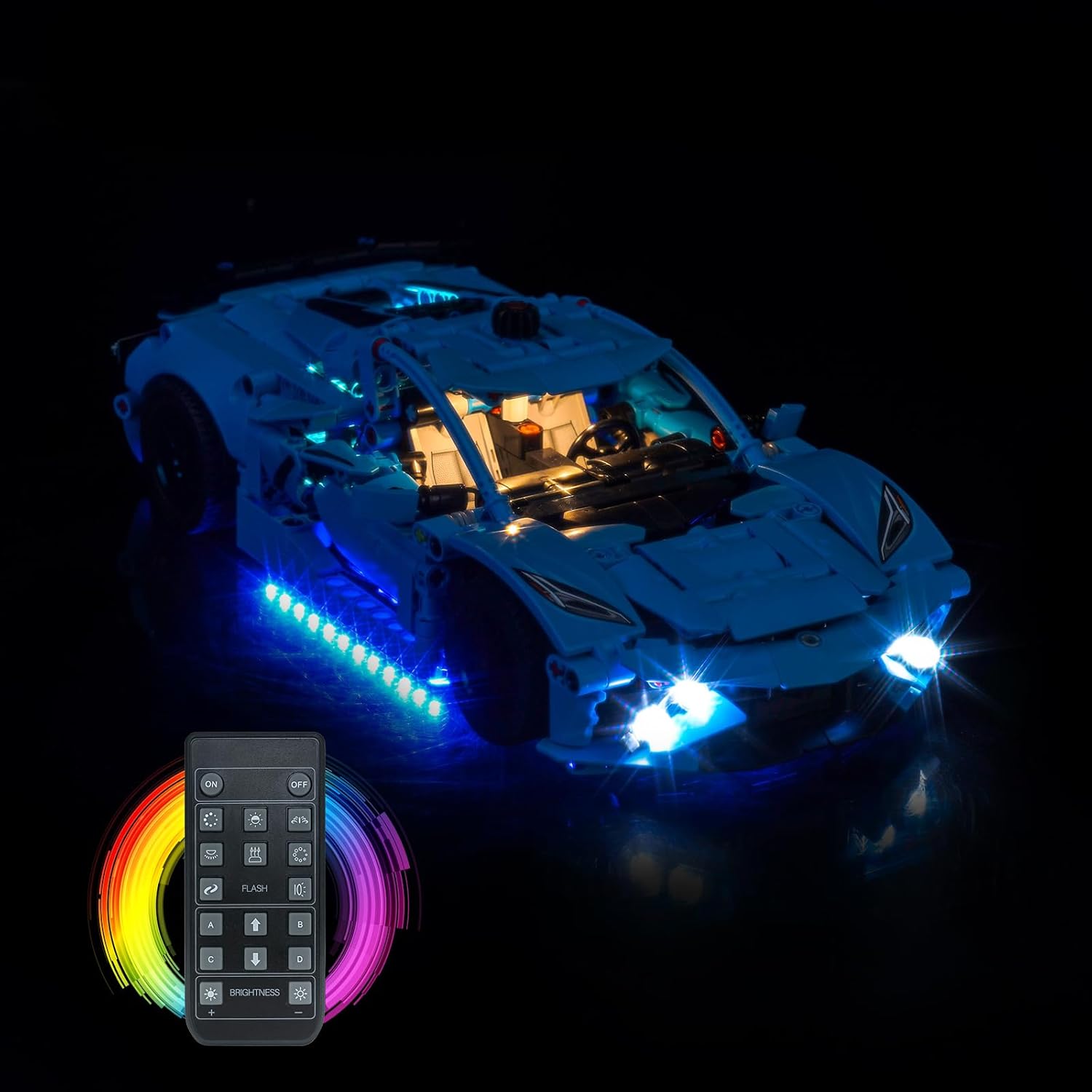 LED Lighting Compatible with Lego Technic Chevrolet Corvette Stingray Blue，Light Kit Compatible with Lego 42217, NOT Included The Model Set - JUST Lights