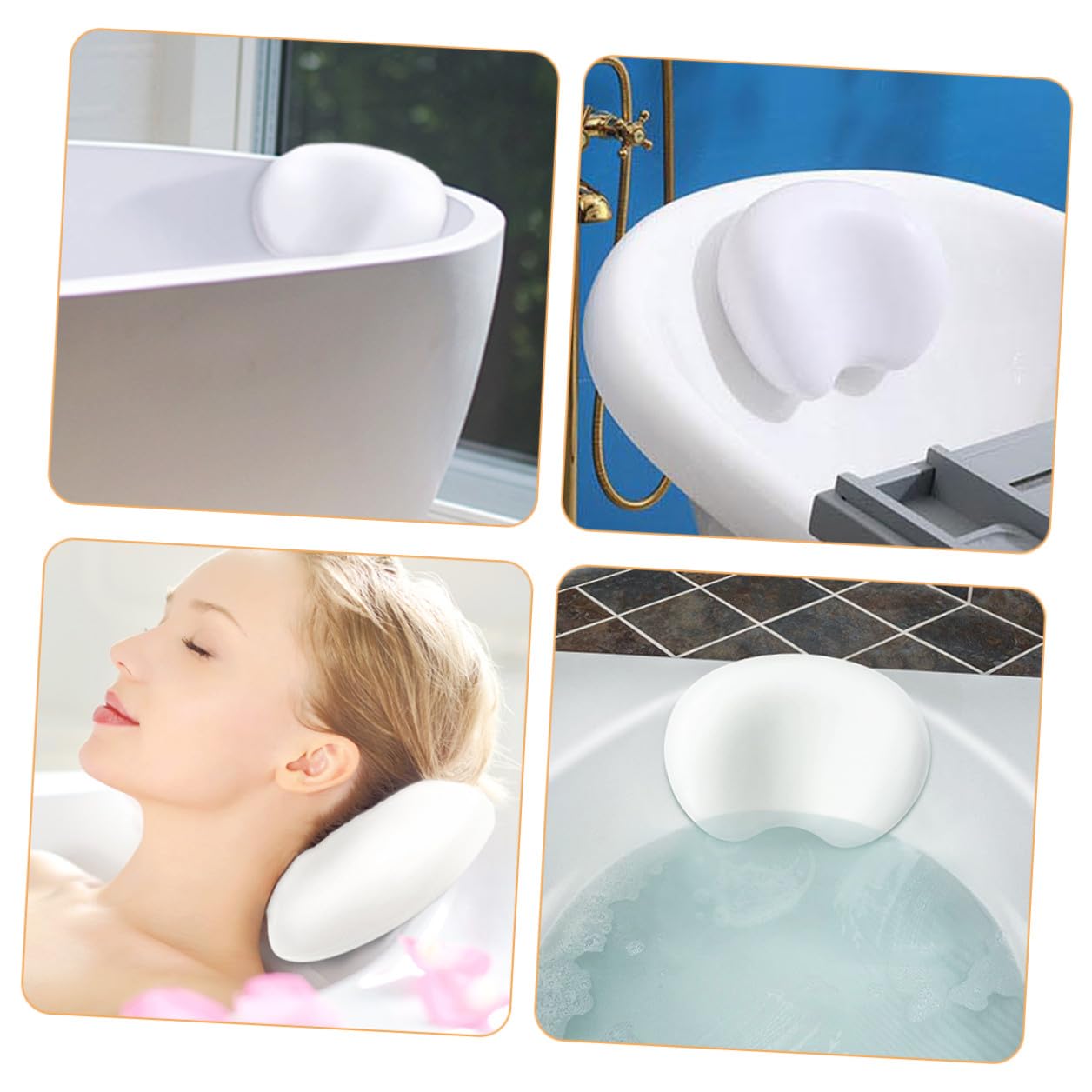 Hemobllo Almohada De Baño para Bañera Ventosas, Cojín Reposacabezas Ergonómico De PU Antideslizante, Soporte Cervical y Lumbar, Adecuado para Relajación En SPA y Uso Doméstico