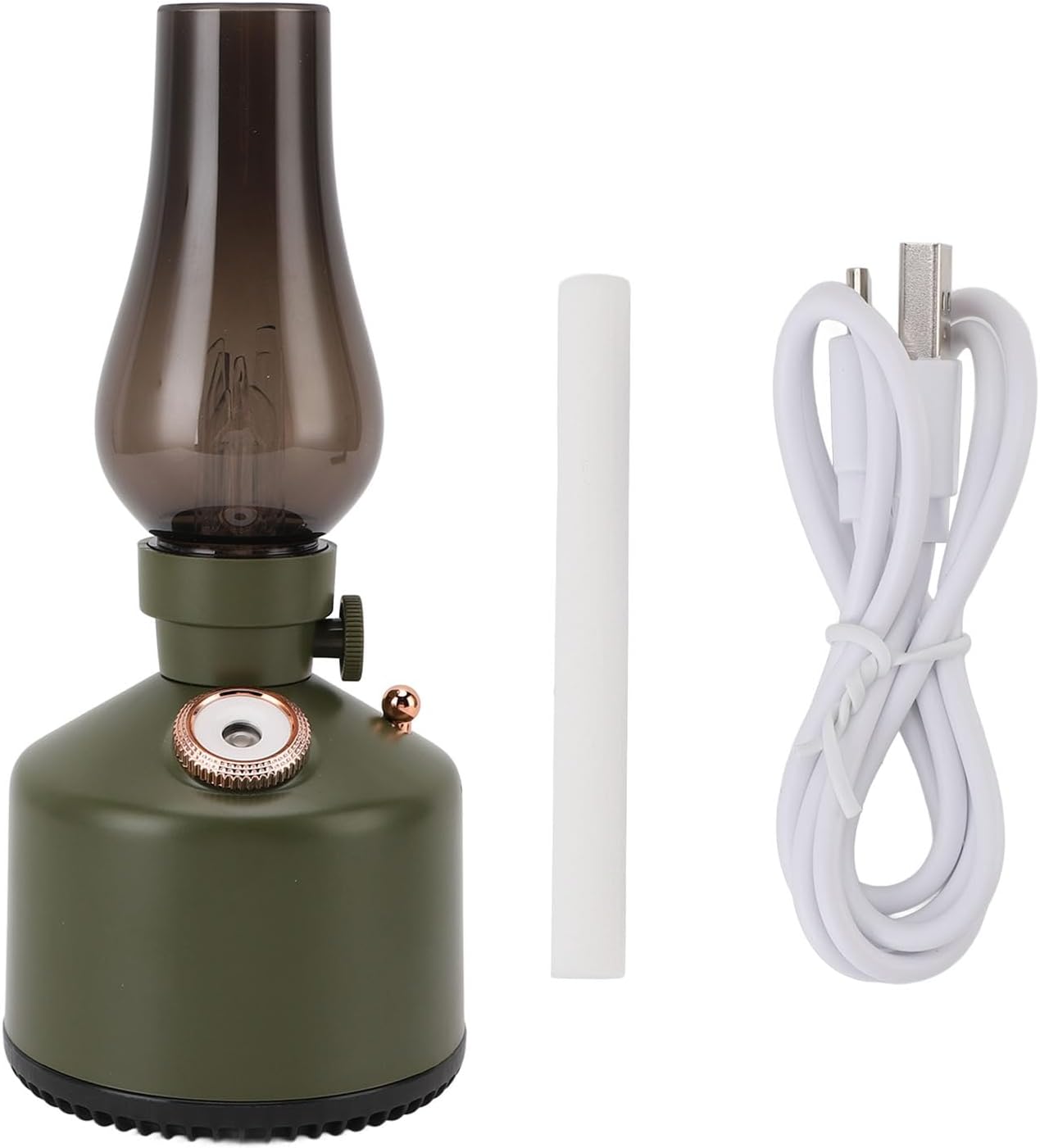 Vintage Kerosene Lamp Humidifier 260ml Capacity Quiet Humidifier with 2 Mist Settings Stepless Dimming Night Light for Home Bedroom (Green)