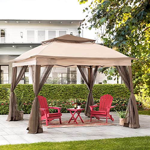 Tienda de campaña instantánea desplegable de 11 x 11 pulgadas con doble techo y red, 121 pies cuadrados, toldo para exteriores, altura ajustable, bolsa de transporte portátil para patios y eventos