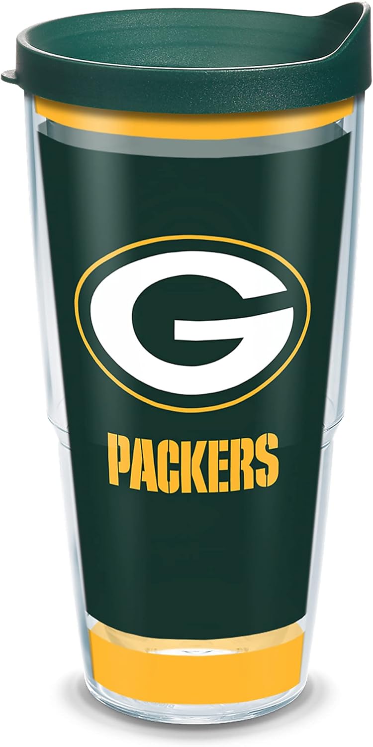 Tervis Made in USA Double Walled NFL Green Bay Packers Insulated Tumbler Cup Keeps Drinks Cold & Hot, 24oz, Touchdown