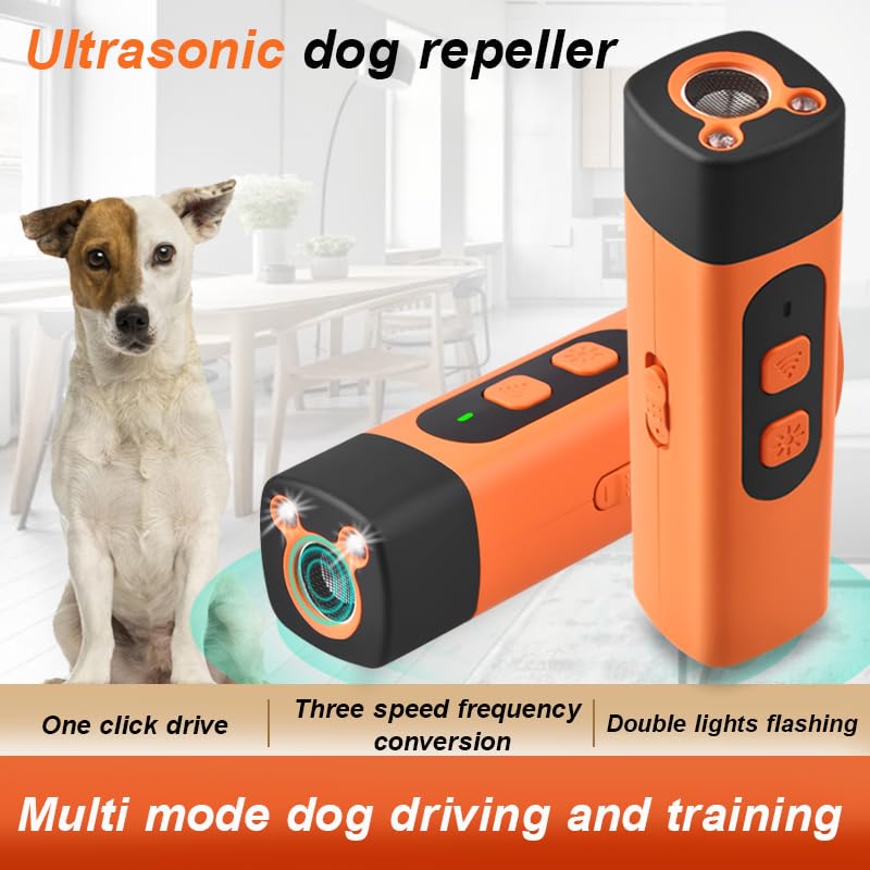 KOLGEIKJ Anti Bell Gerät Hunde, Ultraschall Hundeabwehr mit 3 Einstellbaren Frequenzen LED-Taschenlampe, Wiederaufladbar Antibell Ultraschall Gerät, Hunde Bellen Stoppen für Kleine Große Black