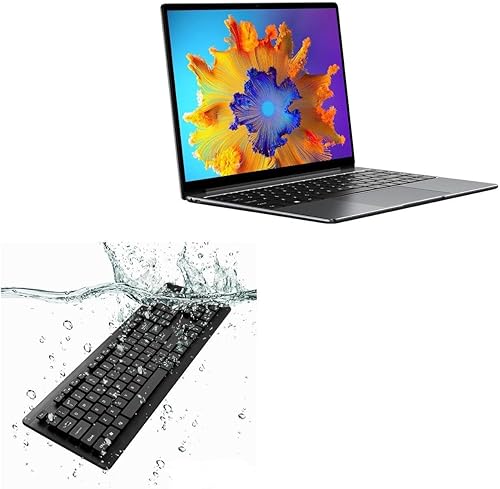 BoxWave Teclado compatible con Chuwi LarkBook X - Teclado USB AquaProof - Teclado USB lavable impermeable resistente al agua - Negro azabache