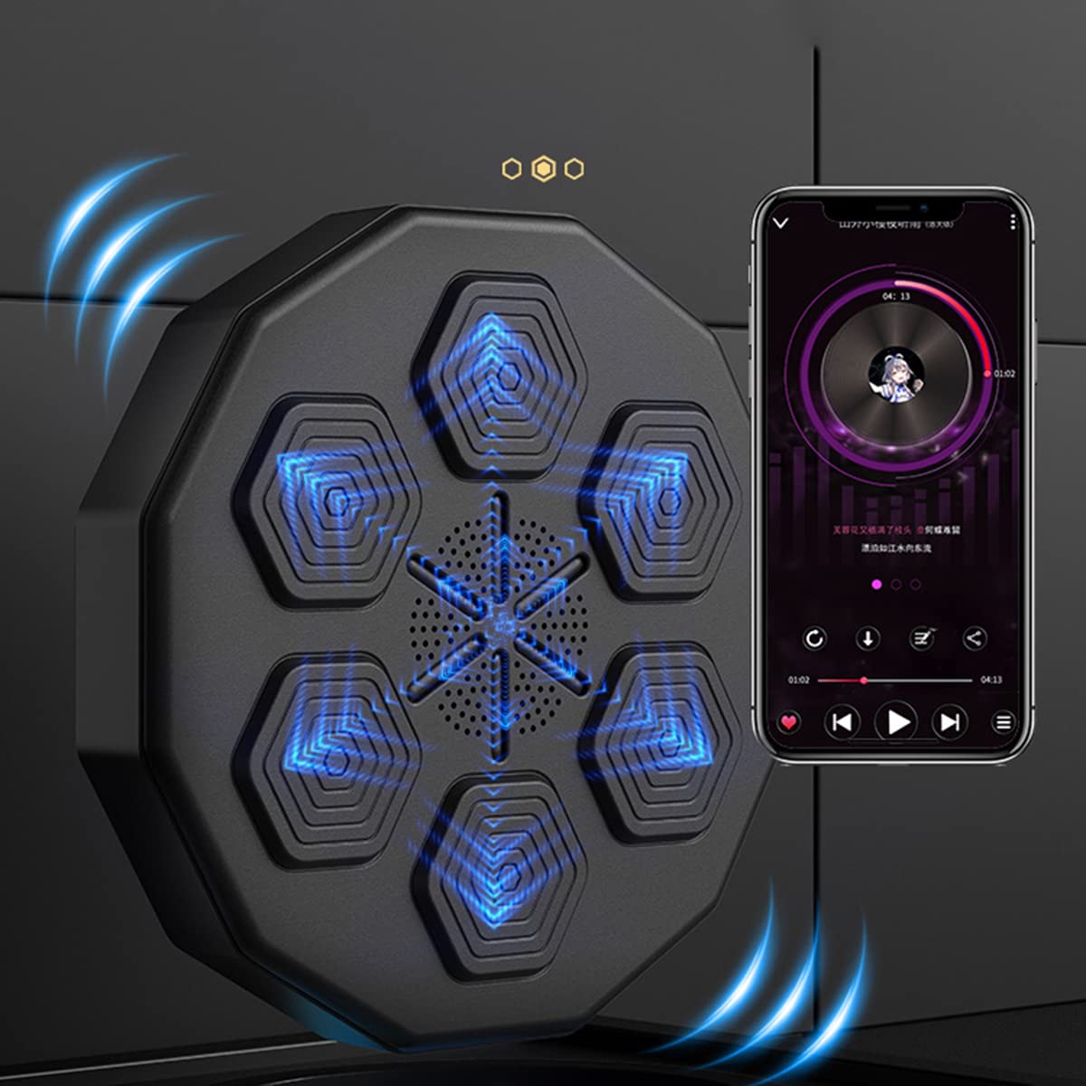 Macchina da Boxe con Musica e Macchina Elettronica da Boxe, Attrezzatura da Allenamento con guantoni da Boxe, 6 luci e sensore Bluetooth