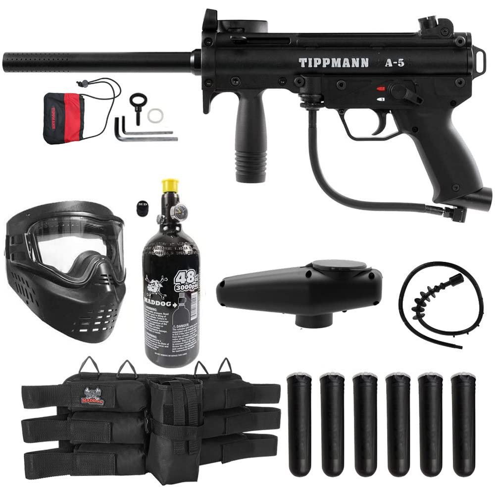 MaddogTippmann A-5 Titanium Paintball Gun Marker Starter Package - Black