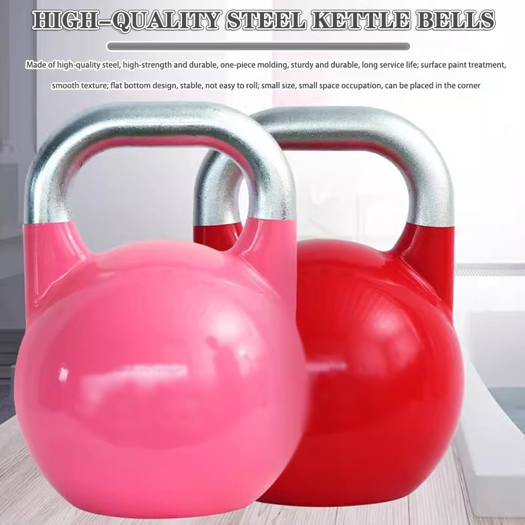 Kettlebell-Gewichte Fitnesssport Wettkampf Kugelhantel, Hanteln Für Muskeltraining Für Männer Und Frauen, Schwingen/Kniebeugen, Trainingsgeräte Fürs Fitnessstudio(Pink-8kg)