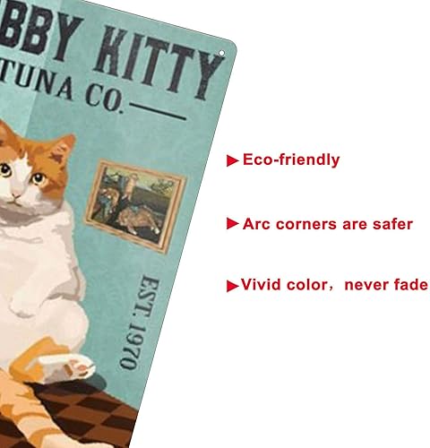 Miniatura 3 de Chubby Kitty - Cartel de metal vintage para pared de cocina y hogar, 8 x 12 pulgadas