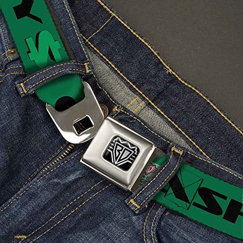 Cinturón de seguridad Buckle-Down dinero efectivo verde y negro de uno coma cinco pulgadas 2