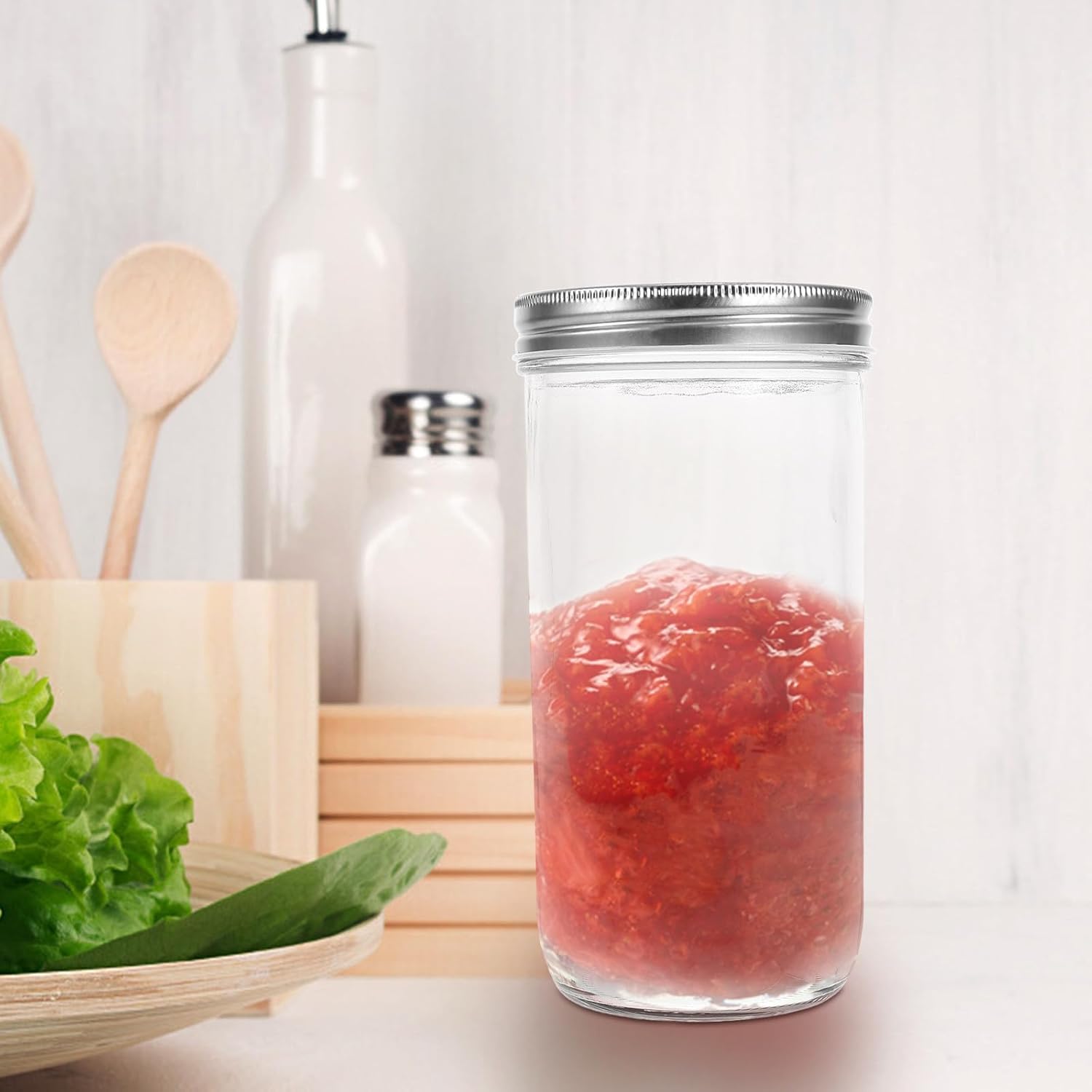 2pcs 36oz Glass Storage Jars with Lids Food-grade Sealed Canisters for Grain Honey Kitchen Pantry Organization