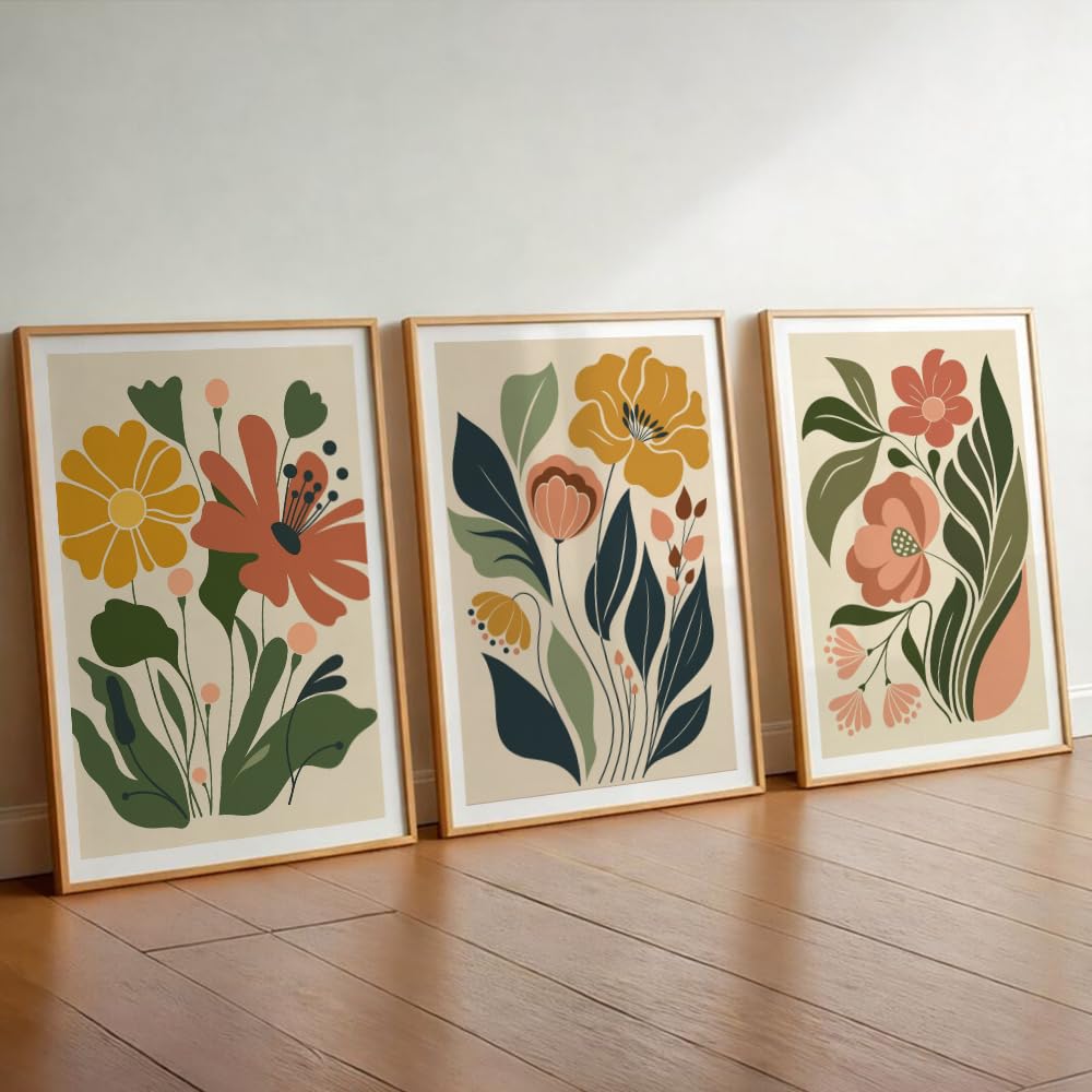 Karaaly Set of 3 Flower Wall Painting for Bedroom & Painting -16