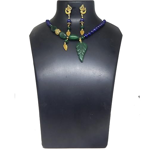 Miniatura 4 de Gemstone Semiprecious stone Lapis Lazuli & Aventurine Green Crystal beads Necklace with earing Gifts for Women, girls