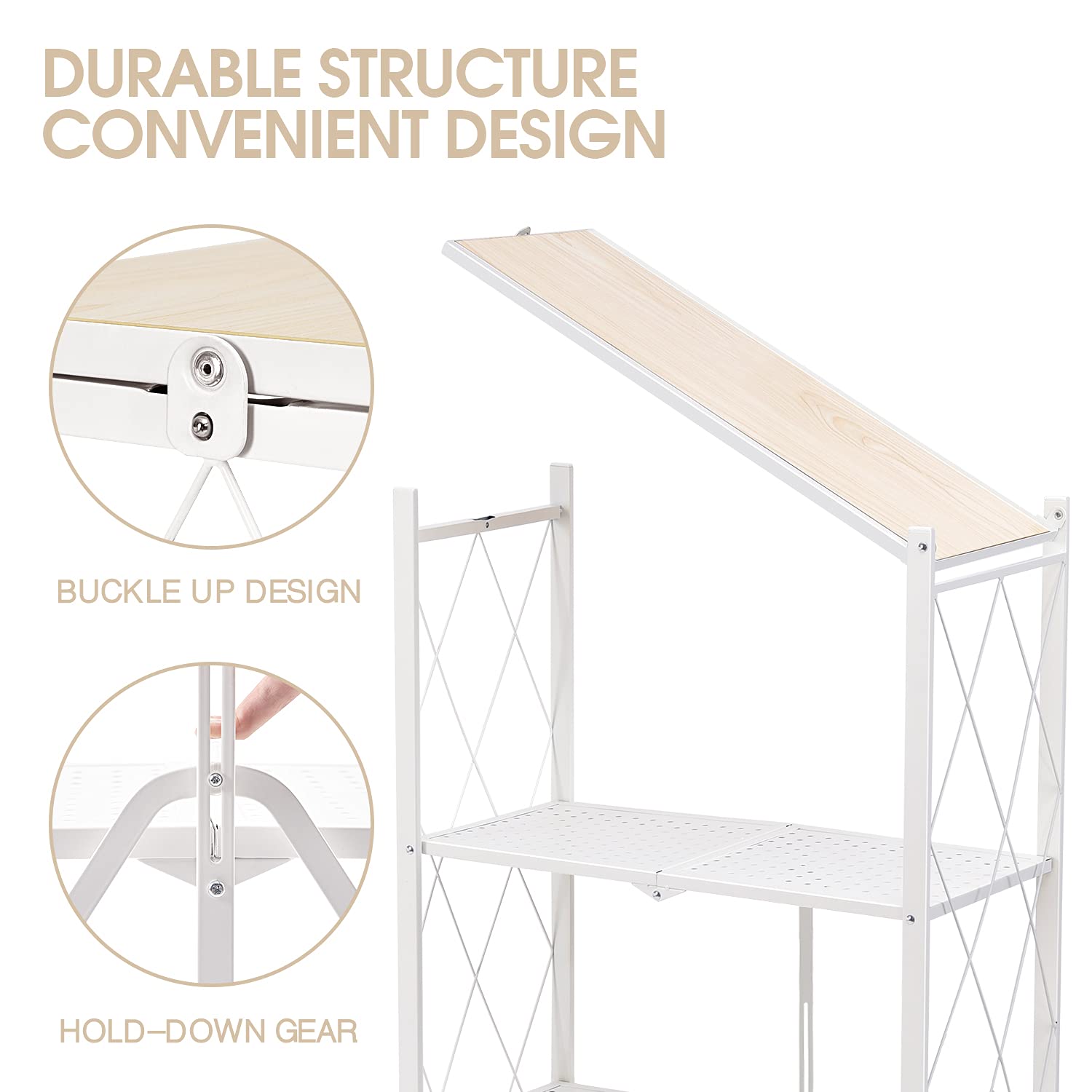 TOOLF 4Tier Foldable Shelving Unit, Freestanding Metal Storage Shelf