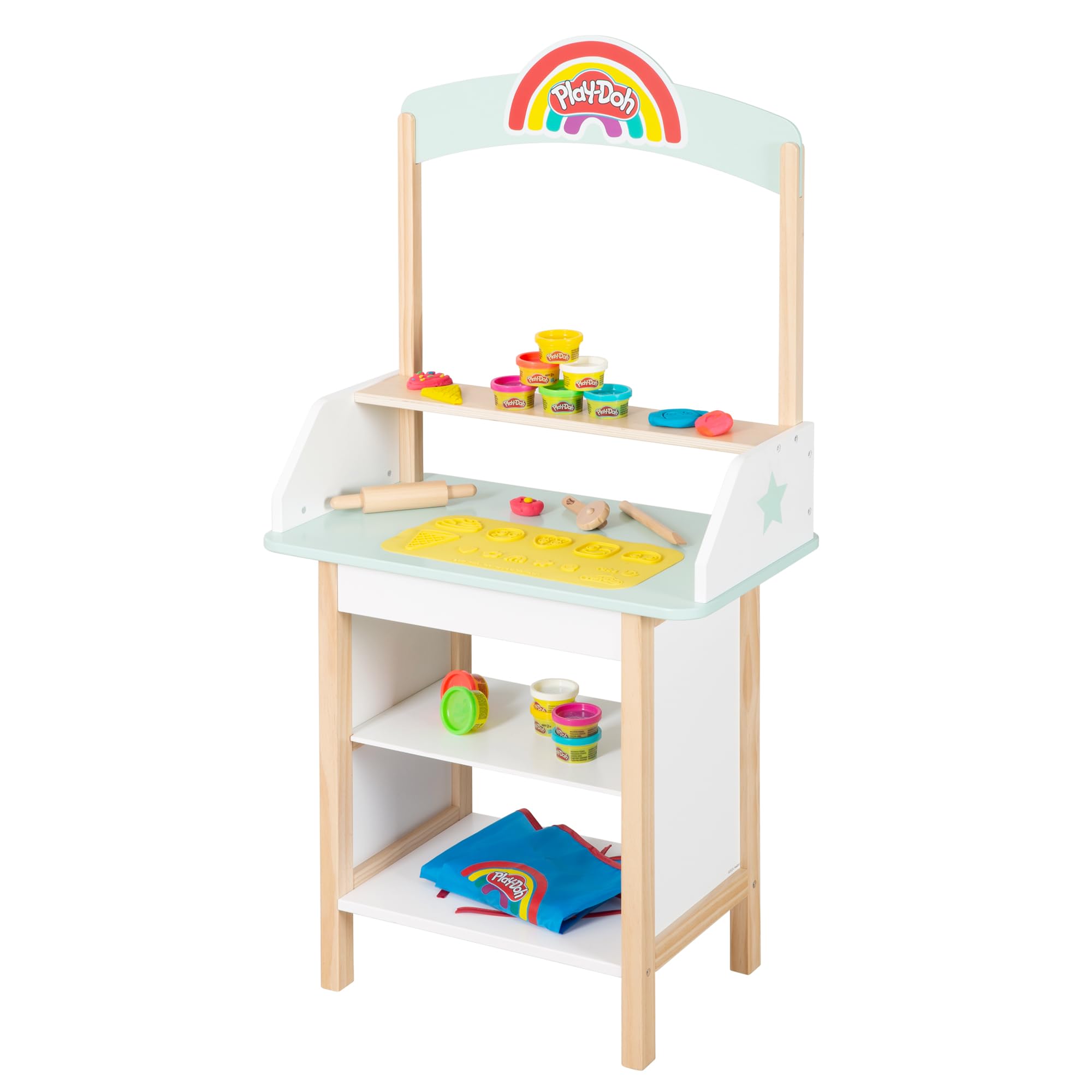 roba x Play-Doh Gelateria - Giocattolo in Legno Certificato FSC - 12 Barattoli di Plastilina, Attrezzi in Legno, Grembiule e Tappetino 3D - da 3 Anni
