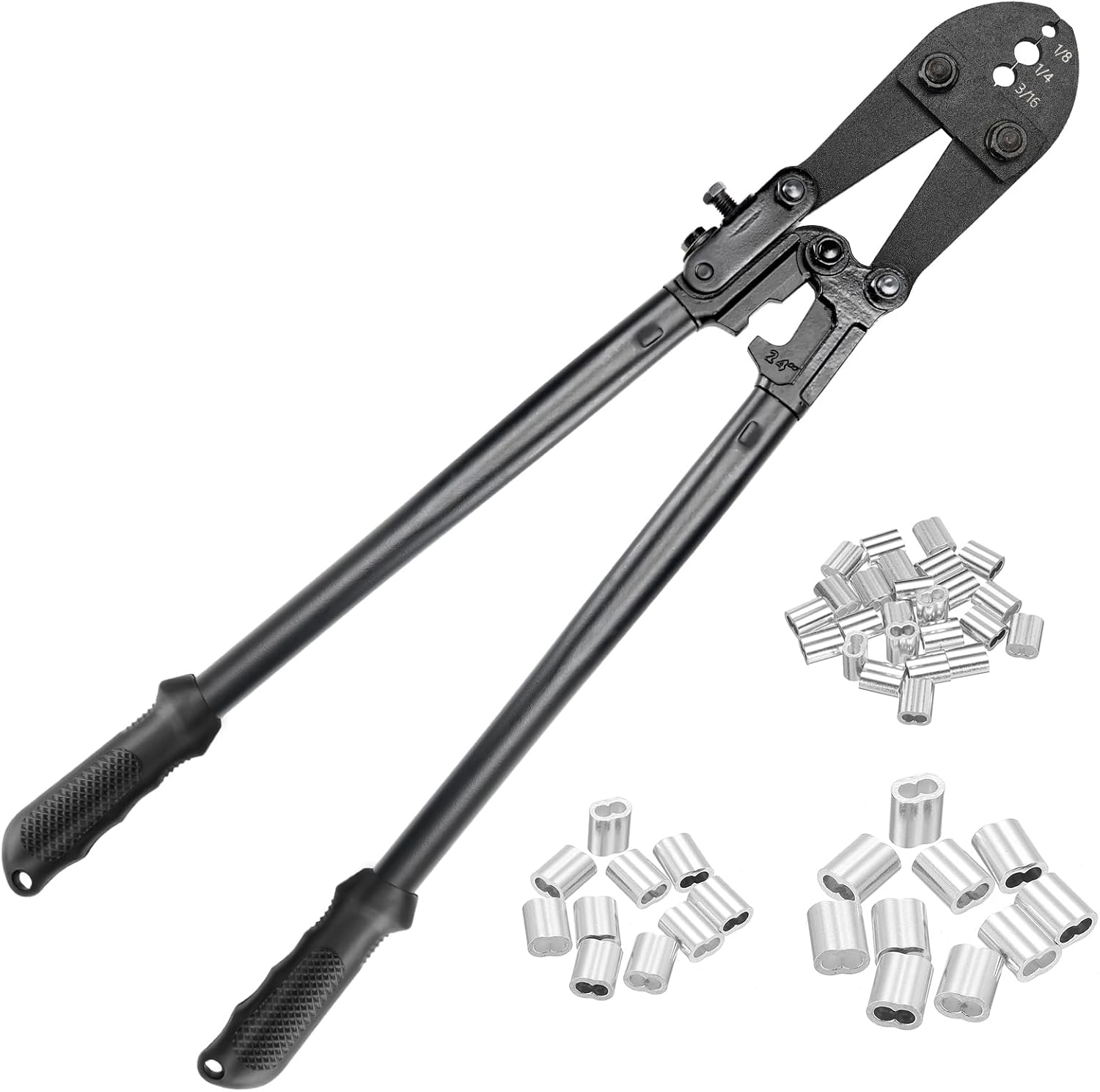 TooTaci 24 Inch Hand Swaging Tool, Wire Rope Crimping Tool for 1/8" 3/16" 1/4" Wire Cable, Heavy Duty Cable Long Hand Swager Crimper for Copper and Aluminum Oval Sleeves and Stop Sleeves