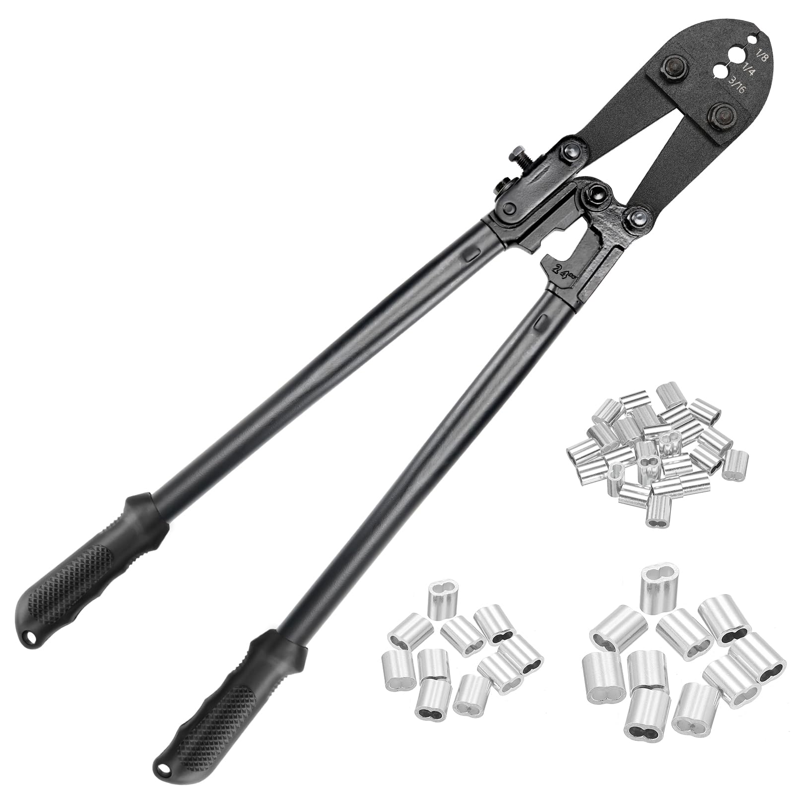 TooTaci 24 Inch Hand Swaging Tool, Wire Rope Crimping Tool for 1/8" 3/16" 1/4" Wire Cable, Heavy Duty Cable Long Hand Swager Crimper for Copper and