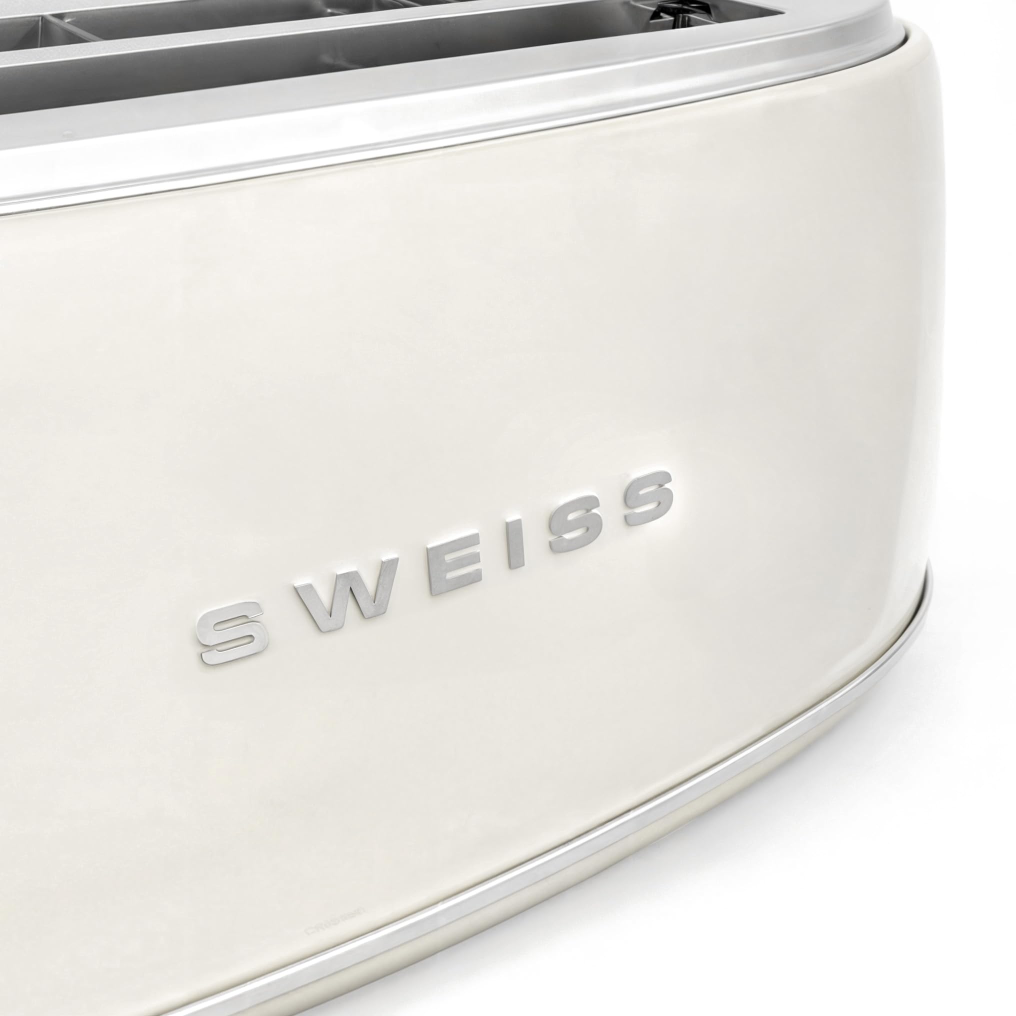SWEISS Grille Pain Toaster GRV8 vintage, 2 Fentes, 6 Niveaux de puissance, Décongélation, Spécial Baguettes, Rapide et Uniforme, Nettoyage Facile, Tiroir ramasse-miettes, Beige, 1500 W
