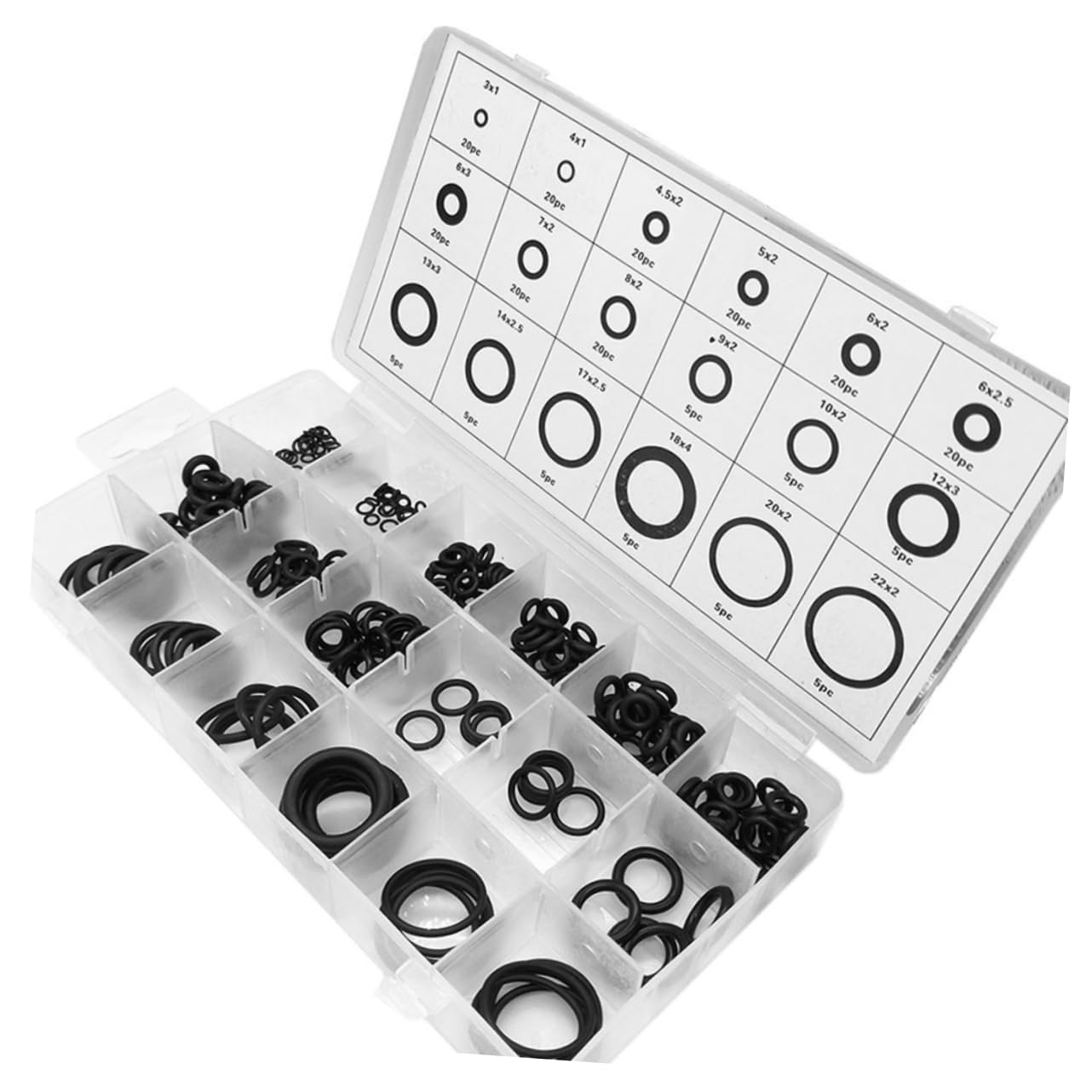 CHILDWEET 225pcs Sealing Kit Rubber for Auto and Home Repairs Black Gasket Assortment Box for Easy Access and Storage