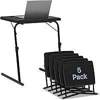 Vista 29 de Magshion Bandeja de TV inclinable ajustable de 22 pulgadas, mesa para cena en cama o sofá, cómoda mesa negra plegable con 3 ajustes de ángulo