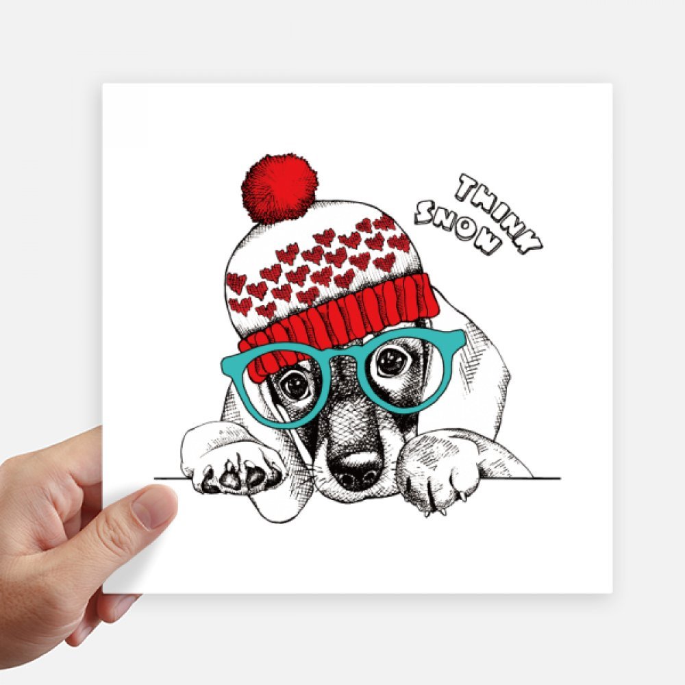 Autocollant carré de 20 cm chien belle aquarelle pour mur et valise DIYthinker