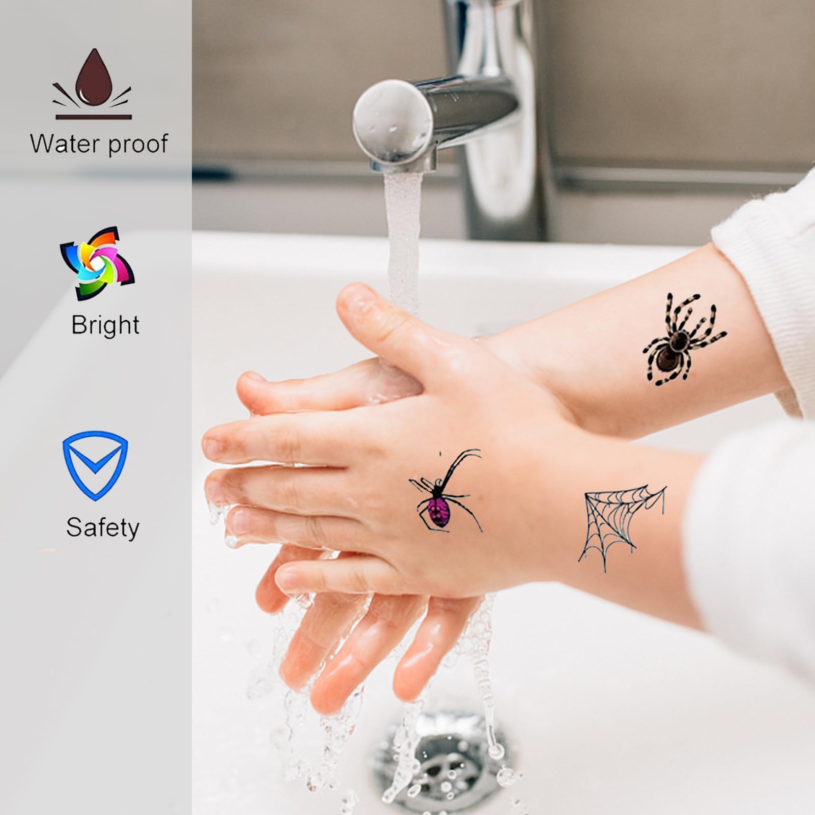 10 Fogli Halloween Tatuaggi Temporanei Ragni, Tatuaggi Halloween Bambini Viso Tatuaggi Halloween Bambini Viso per Halloween Mascherata Carnevale Costume Festa Decorazione
