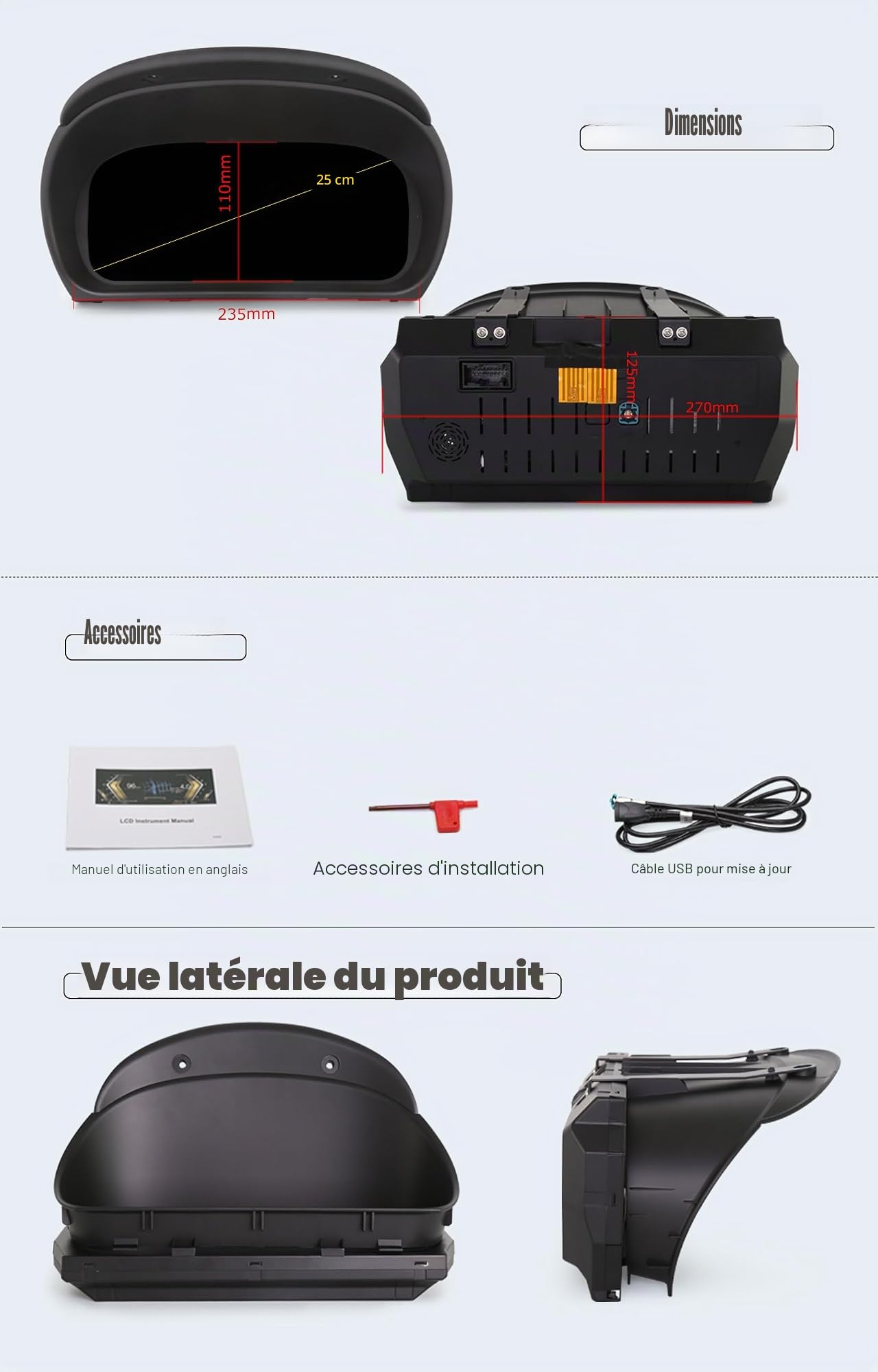 Tableau de bord combiné numérique à écran LCD HD de 10'' pour BMW Série 3 E90 E91 E92 E93 2005-2012 CCC/CIC Compteur Vitesse Tableau de bord Cluster de remplacement Instruments 7-UI Commande au volant