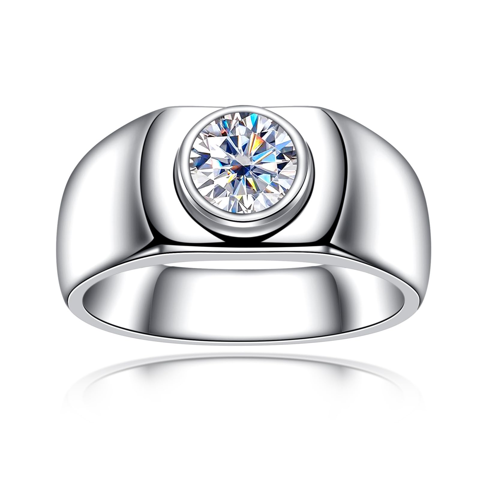 AimiIee Moissanite Wedding Ring for Men 1/1.64cttw D Color VVS1 Clarity 925 Sterling Silver Moissanite Promise Anniversary Engagement Rings with