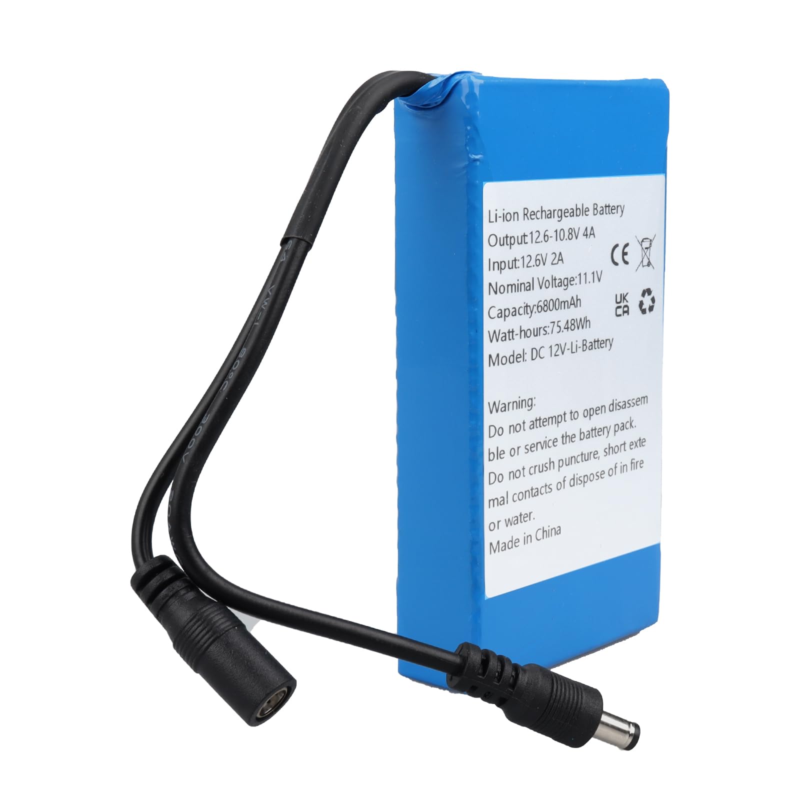 DC 12V 6800mAh Batería Recargable de Iones de Litio para la Mayoría de los Dispositivos de 12V, Cámaras Inalámbricas, Videocámaras, Reproductores MP3, Cámara CCTV, Enrutador, DVD, etc